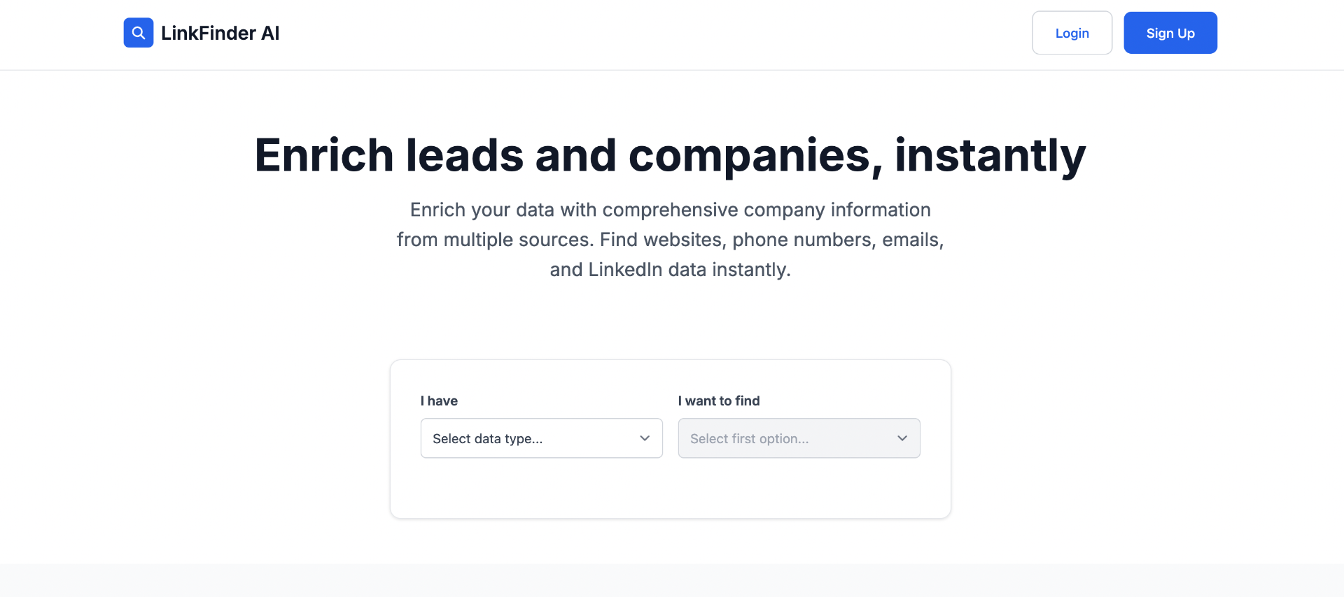 Linkfinder AI screenshot and logo